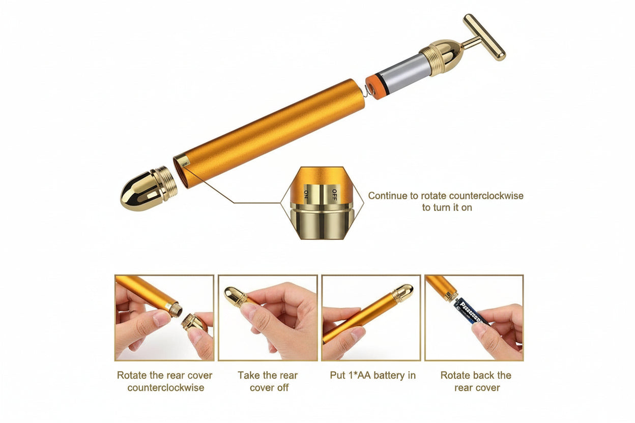 24K Gold T-Bar Facial Massager