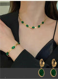 Green Crystal Pendant Set
